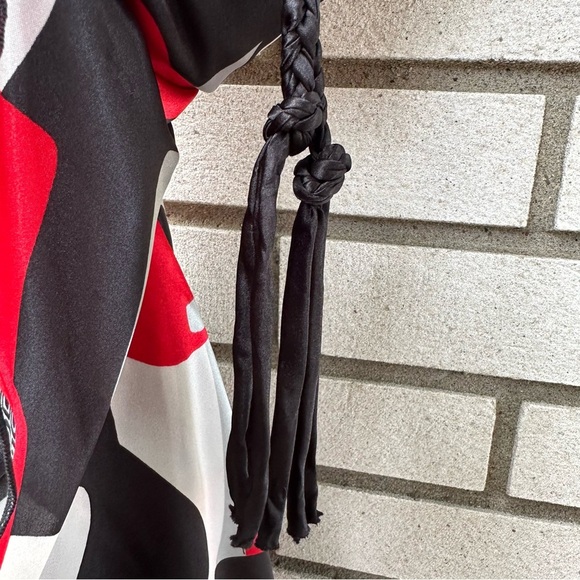 Bisou Bisou Y2K Red Black White Abstract Halter Dress Sz 12 Homecoming Hoco - Picture 8 of 10